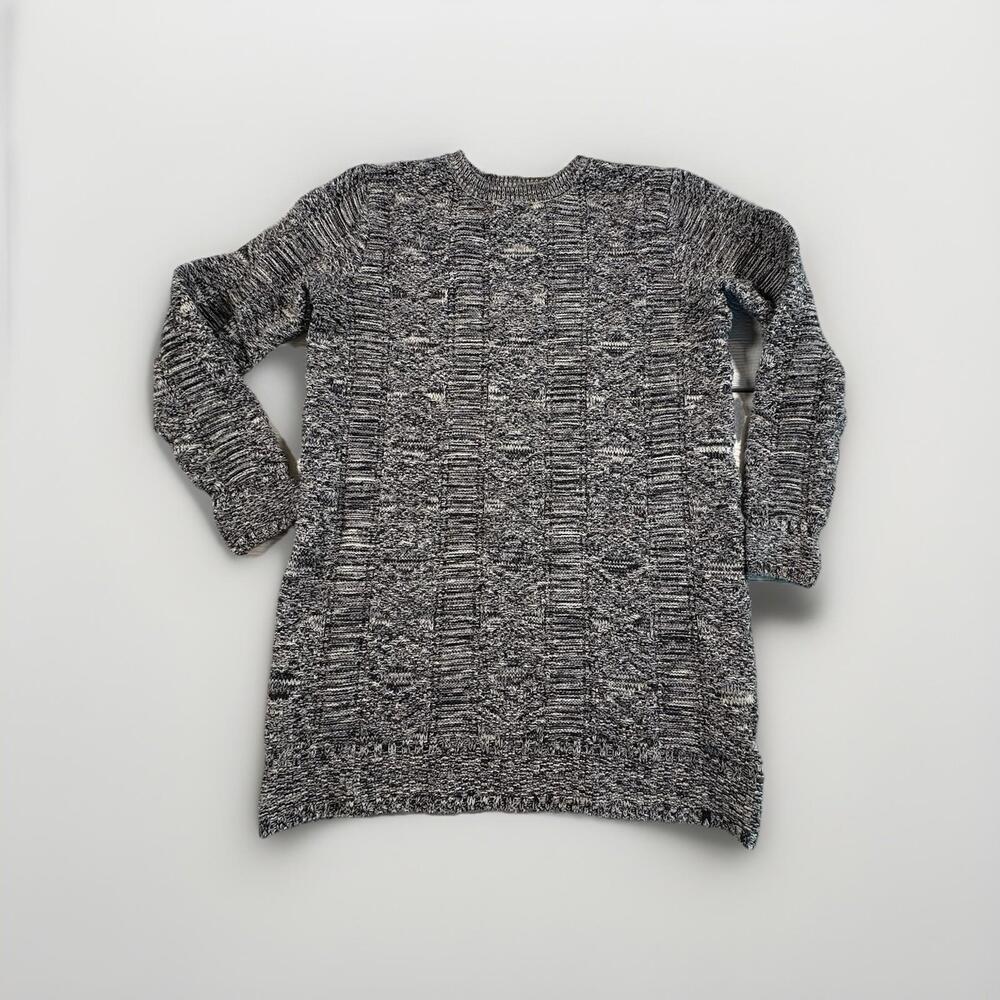 Volcom Women Size Medium Gray White Marled Pullover Knit Long Sweater (A25)